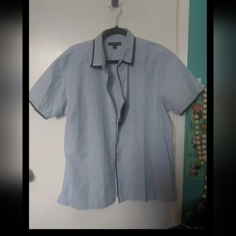 Mens Shirt Businesscasual Preppy Geek Culture Academia Emo Blue